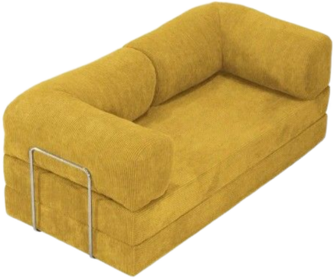 RUBILY 접이식 압축 소파베드 코듀로이 소파침대 소파 쇼파 쇼파 집순이 소파겸침대 모듈, 노랑/100CM