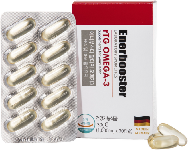 에너부스터 알티지 오메가3 독일 수입 완제품 식물성캡슐, 1000mg/30캡슐, 1개, 30정