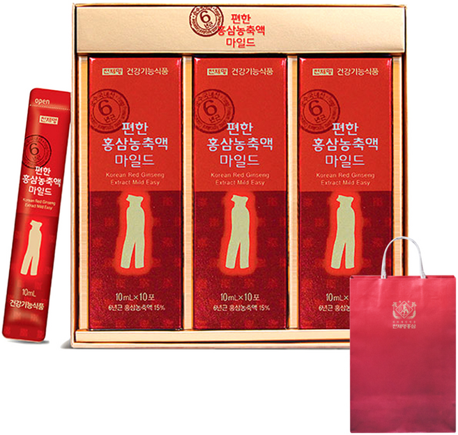 천제명홍삼 편한 홍삼농축액 마일드 스틱형 + 쇼핑백, 30회분, 1박스