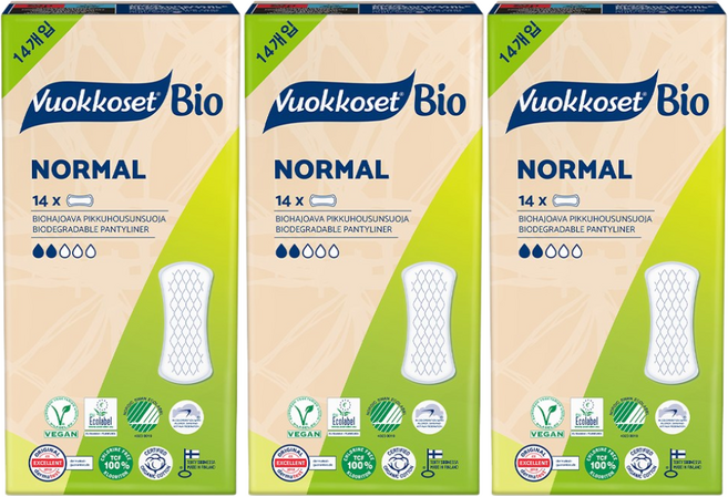 [비건라이프] 뷰코셋 바이오 팬티라이너, 일반, 14개입, 3개