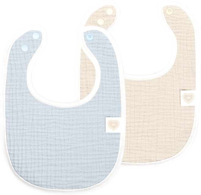 A Prime Standard 아기 유아 턱받이 6중 요루거즈 Icon Line, 1세트, 2개입, 베이지, 블루