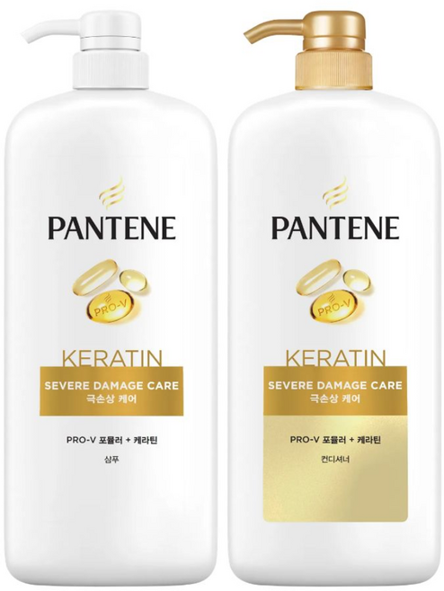 팬틴 극손상케어 샴푸 1200ml 1개 + 컨디셔너 1200ml 1개, 2.4L