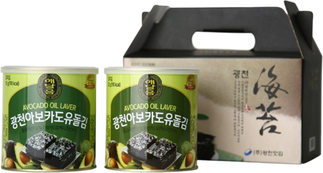 선물세트 국내산 광천 해달음 아보카도유 돌김 35g 캔김, 2개