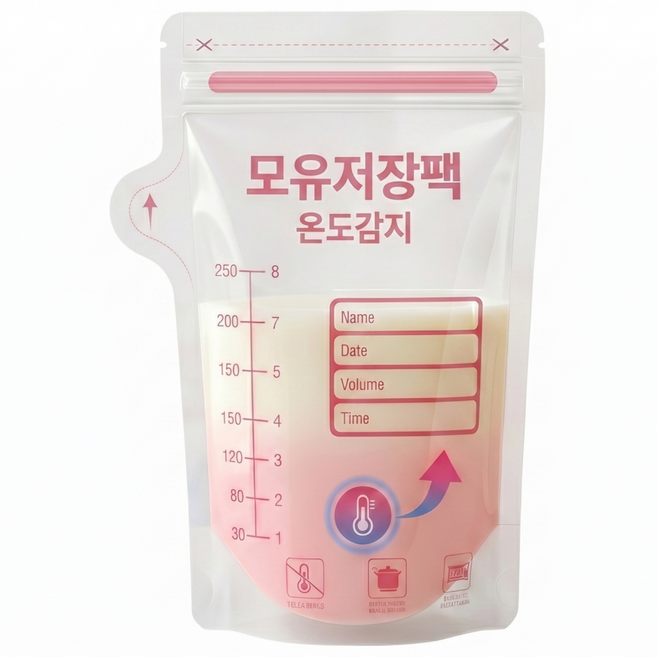 모유저장팩 150 ML 30매 온도감지 냉동가능 샘방지 이중지퍼, 30개