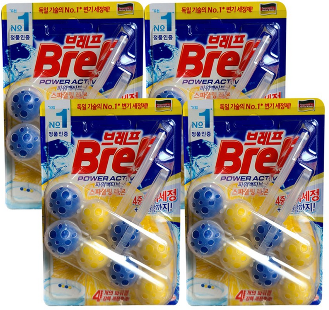 헨켈 브레프 파워액티브 변기세정제 2P X4개 스파클링 레몬향