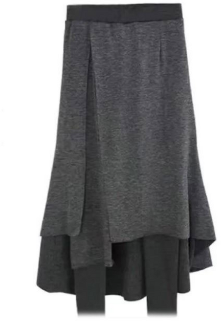 [쉬즈본] 인언팬츠 군살 제거 여성 치마 레깅스 우아한 레이어드 스커트팬츠 롱 플레어 밴딩 편한 치마바지