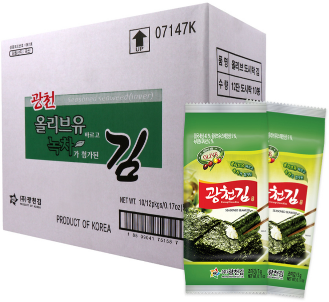 광천김 올리브 녹차 도시락김, 600g, 1박스