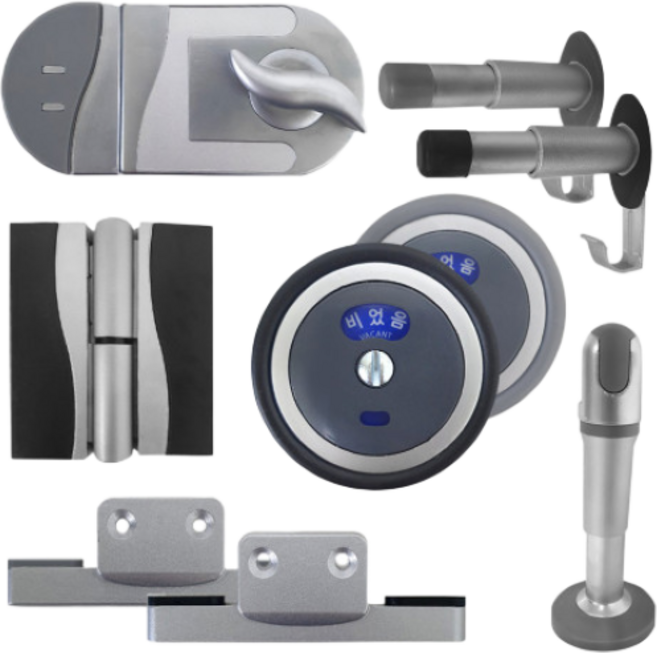 화장실 잠금장치 경첩 받침대 좌우 겸용 고급힌지 큐비클 부속, 그레이, 6) 코너브라켓, 1개