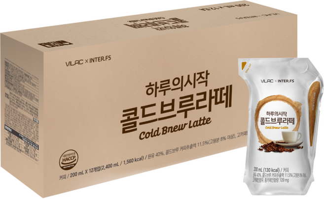 비락 하루의 시작 콜드브루 라떼, 200ml, 12개