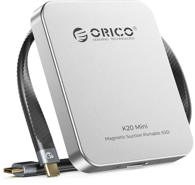 오리코 마그네틱 아이폰 4K 프로레스 로그 20Gbps 초박형 포터블 외장SSD K20mini, 실버, 2TB