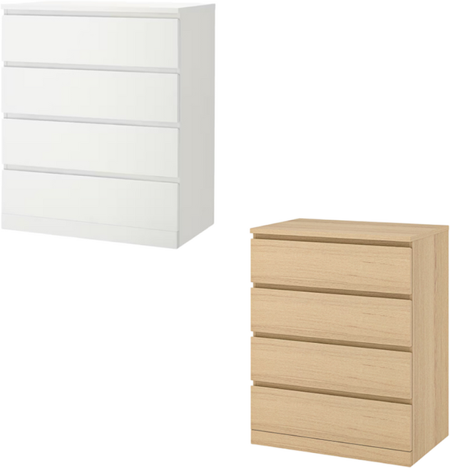 이케아 MALM 4칸 서랍장/수납장, 화이트