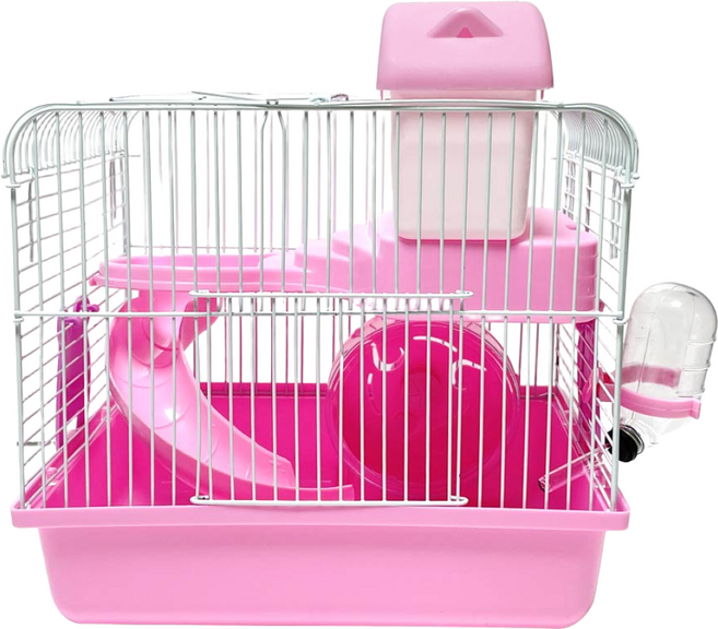 펫츠핸들러 햄스터 2층 슬로프 케이지 PH-HC400, 핑크, 1개