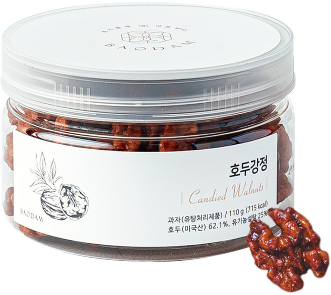 바오담 호두정과 호두강정 결혼식 답례품 견과류 건강간식 수제 선물세트, 110g, 1개