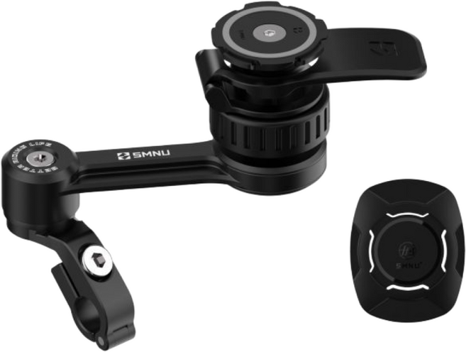 SMNU 라이더굿즈 쿼드락 스타일 가드댐퍼 퀵그립 오토바이 자전거 핸드폰거치대, 1개, 블랙,미러레일형