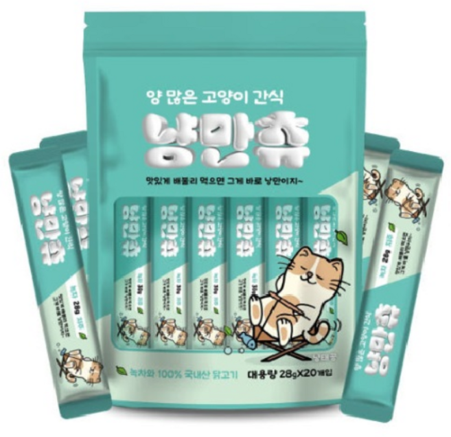양많은 짜먹는 고양이간식 냥만츄 녹차 대용량 28g x 40개