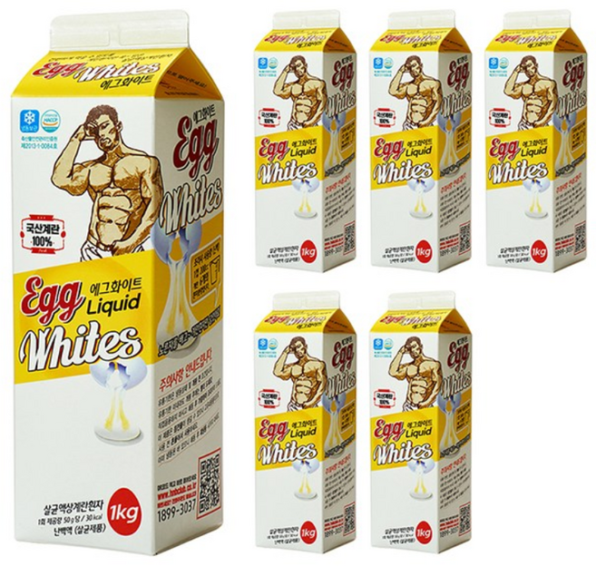 헬스앤뷰티 에그화이트 계란흰자 난백 1kg x 6팩 (100% 국내산 당류 ZERO)