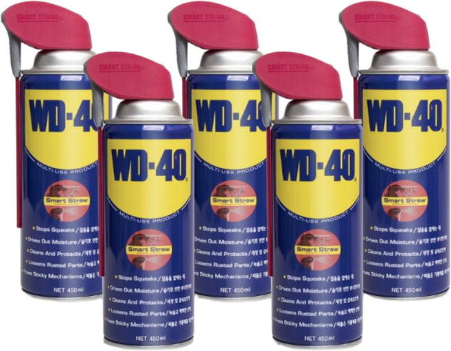 벡스 wd-40 방청윤활제 450ml SS 스마트스트로우 윤활유 윤활제 방청제 녹방지 부식방지 구리스 스티커제거 wd40 그리스, 5개