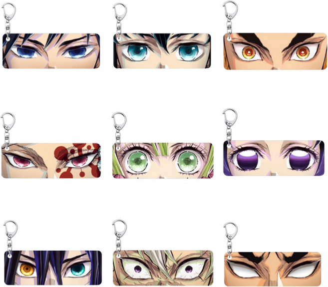 귀멸의 칼날 빛나는 눈동자 키링 9종 세트, 9개, 투명