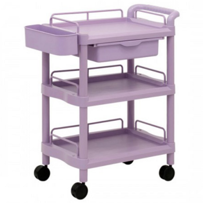 나도미인 3단 왜건(601B) 퍼플 서랍 가드 다용도통 포함 대형 병원 에스테틱 미용 카트 트롤리 이동식 카트 웨건
