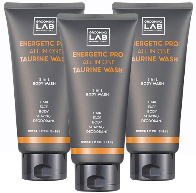 그루밍랩 남성용 에너제틱 프로 올인원 타우린 바디워시, 300ml, 3개