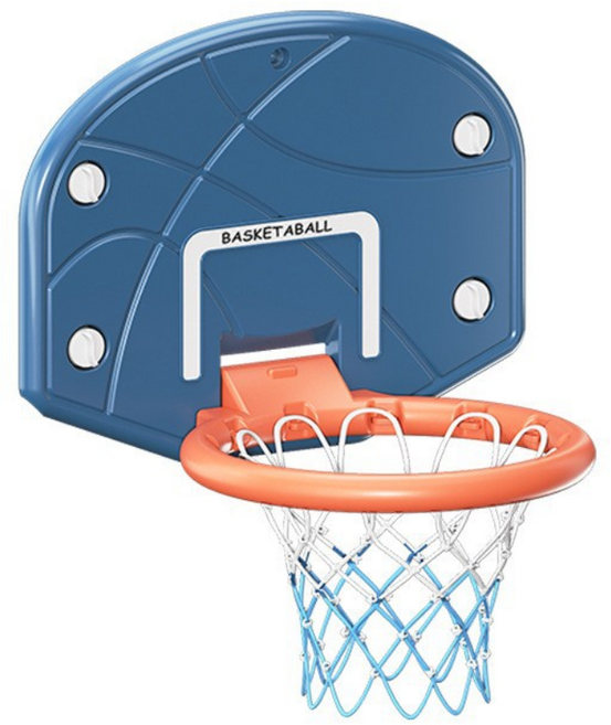 미니 농구 골대 무소음 농구대 실내 벽걸이 흡착걸이 휴대용 탈착식 농구 골대 링 그물망 가정용 미니농구대, 1개, 블루