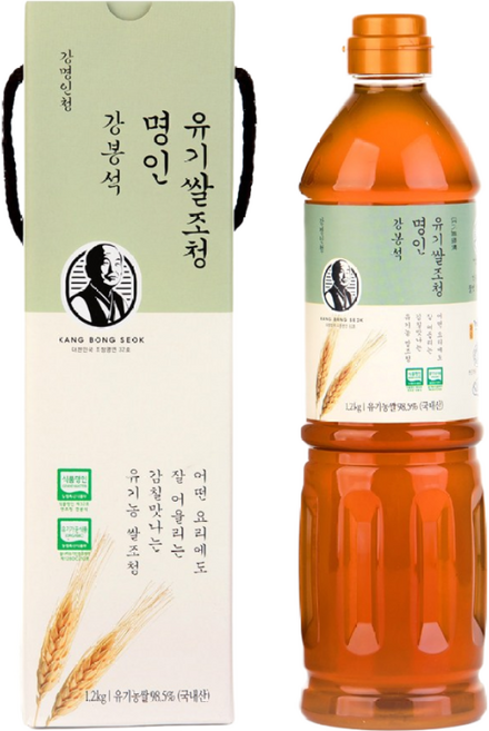 강봉석 명인 유기쌀조청 1.2kg/대한민국 식품명인 제32호/유기농쌀 조청 올리고당 명절선물세트, 1개, 1.2kg