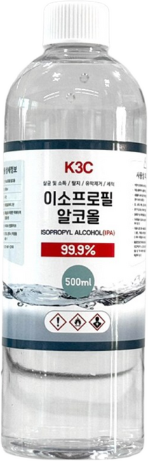 이소프로필 알콜 IPA 탈지 소독제 유막제거 알코올 고순도 99.9 청소 세정제 기름때 제거, 1개, 500ml