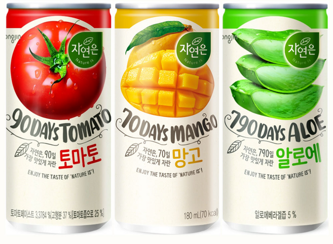 마셔몰 자연은 알로에+망고+토마토 주스 3가지맛, 90개, 180ml