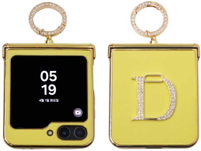 제루크 갤럭시 Z플립 3 4 5 6 7 지플립 힌지보호 핑거링 D로고 골드큐빅 케이스 호환