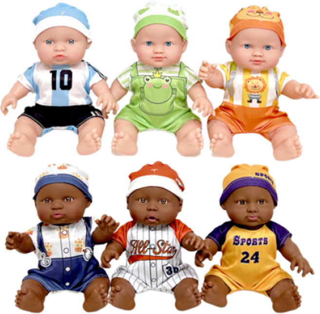 꼬마호랑이 다문화 소프트 흑인백인 인형 6종세트, 1개