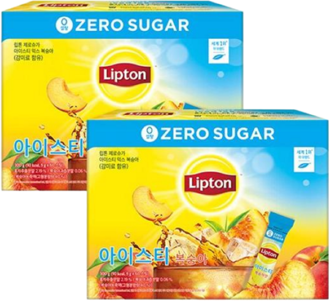 립톤 제로슈가 아이스티 믹스 복숭아, 5g, 60개입, 2개