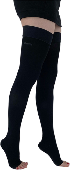 실루엣 빅사이즈 의료용 압박스타킹 허벅지형 발트임 압박밴드, 1세트, 검정색