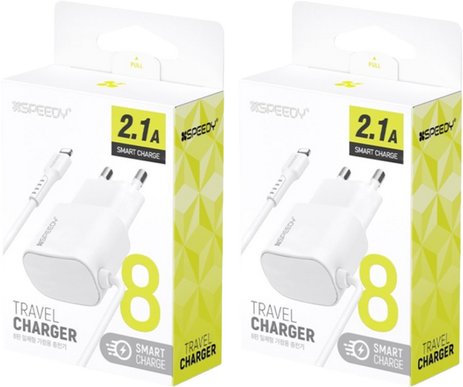 아이폰일체형충전기 고속 2.1A 8핀 1.2m 군대일체형충전기 부대반입, 화이트, 2개