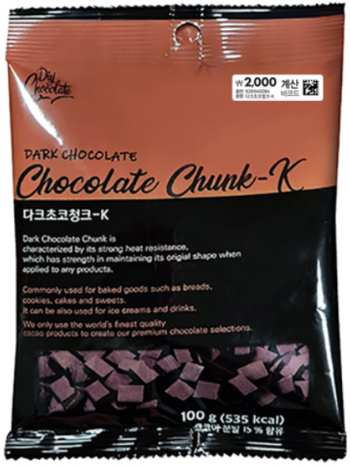 모카앤초코 다크초코청크-K, 1개, 100g