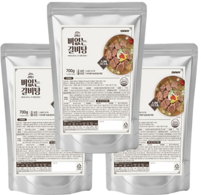 강마루 고기듬뿍 순살 뼈없는 갈비탕(실온), 3개, 700g