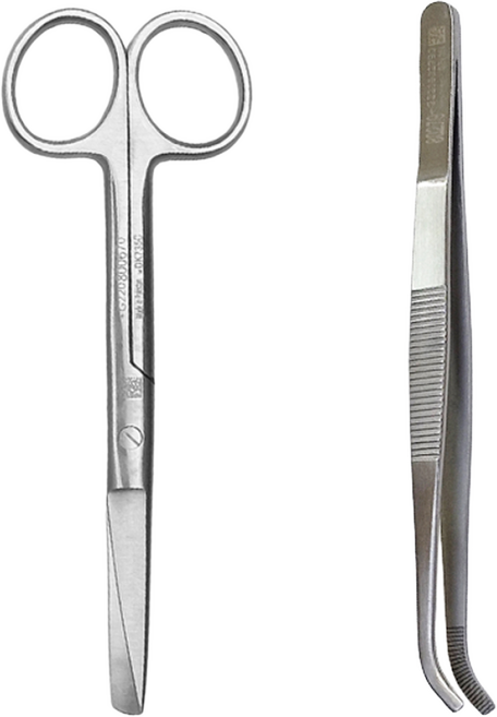 의료용 가위 곡선 핀셋 간호사 병원 무구 실습용 의료 S/B 14cm, 1개, 2P_가위/곡선핀셋