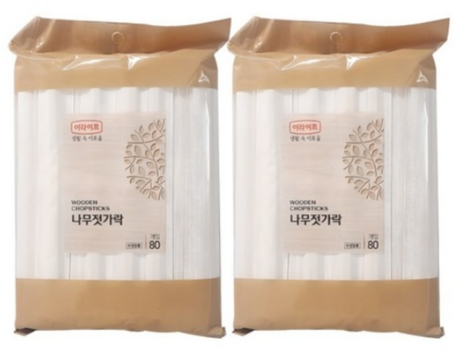 롯데이라이프 일반 나무젓가락, 80개입, 2개