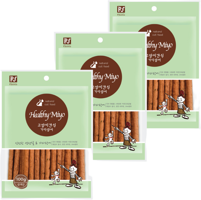 헬씨미요 고양이간식, 가다랑어, 100g, 3개