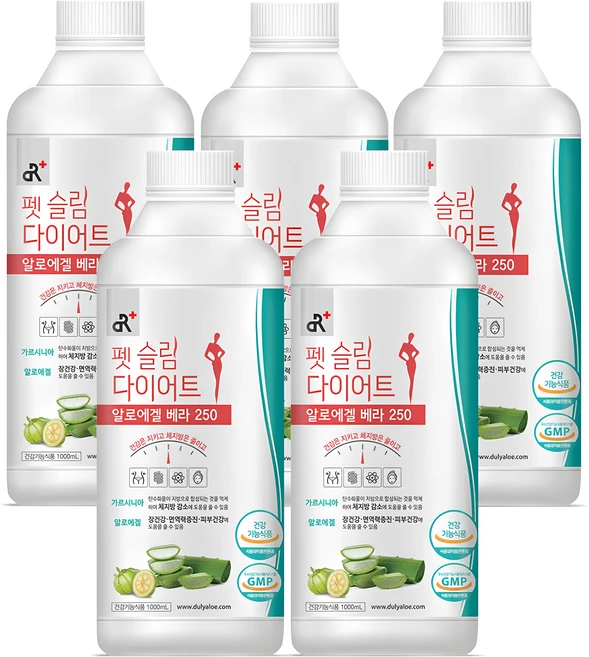 펫슬림 다이어트 알로에겔 베라250 1L X 5병, 5개 - 쿠팡