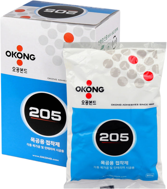오공 205 목공 본드 목공용 목재 지물 접착제 800g, 5개