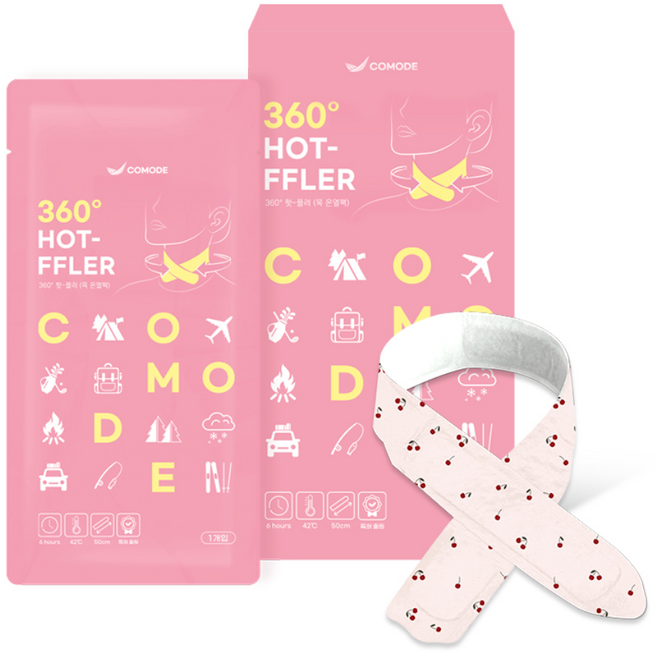 코모디 360도 핫플러 핑크 목핫팩 방한용품 넥워머 온열 목도리 찜질팩 3개입, 5박스