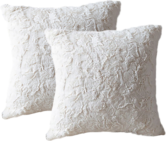 두리안나 북유럽 로열 시리즈 쿠션커버 45cm*45cm(털 빠짐 없는 부드러운 퍼소재), 꽃토끼털 아이보리+꽃토끼털 아이보리