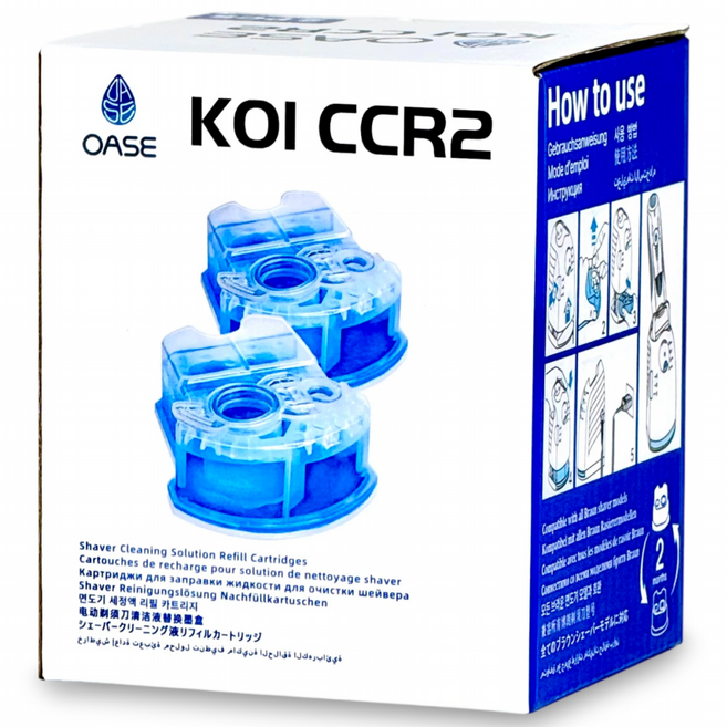 브라운 BRAUN 클린앤리뉴 호환 면도날 세정액 오아세 코이 CCR2, 2개, 블루, KOI-CCR