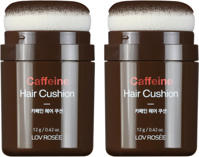 (핫딜/유통기한 25.11.07) 로브로제 카페인 헤어쿠션 12g / 흑채 헤어퍼프, 내추럴브라운(자연갈색), 2개