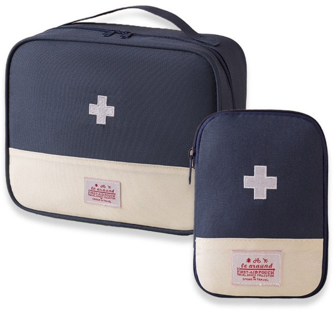 여행용 구급약 파우치 중형+대형 세트 휴대용 상비약 보관 가방 다용도 파우치