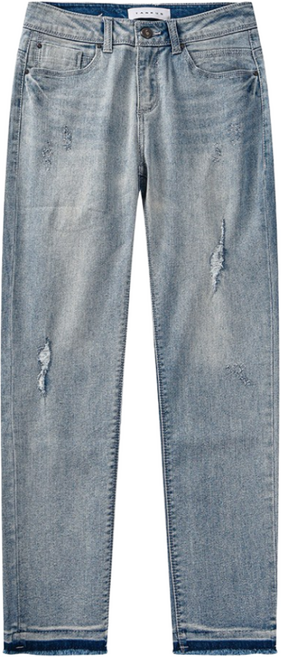 탱커스 여성 데미지 워싱 슬림 일자 팬츠