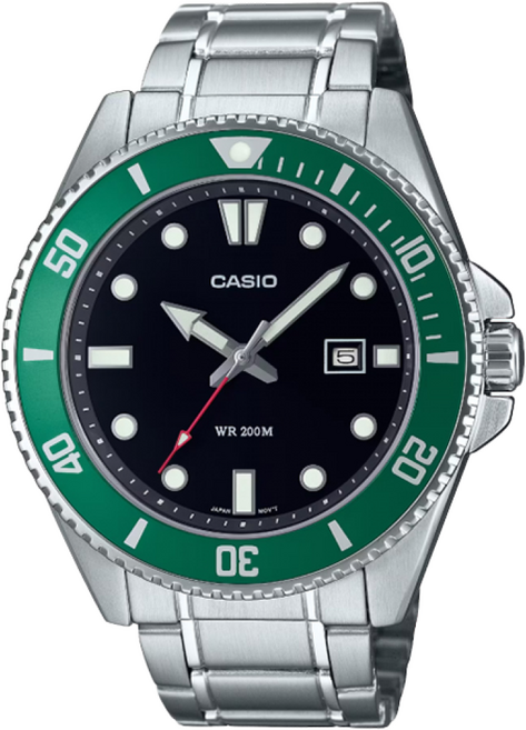카시오 CASIO 다이버 MDV-107D-3A 패션 방수 남자 남성 흑새치 그린 메탈 손목시계 MDV107D