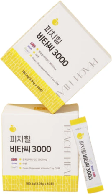 [정품] 피치힐비타씨3000 비타민C+아연 60포 (2개월), 180.6g, 1박스 - 쿠팡