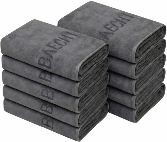 배이치노 먼지없는 부드러운 호텔수건 150g 고급 수건, 10개, 다크그레이