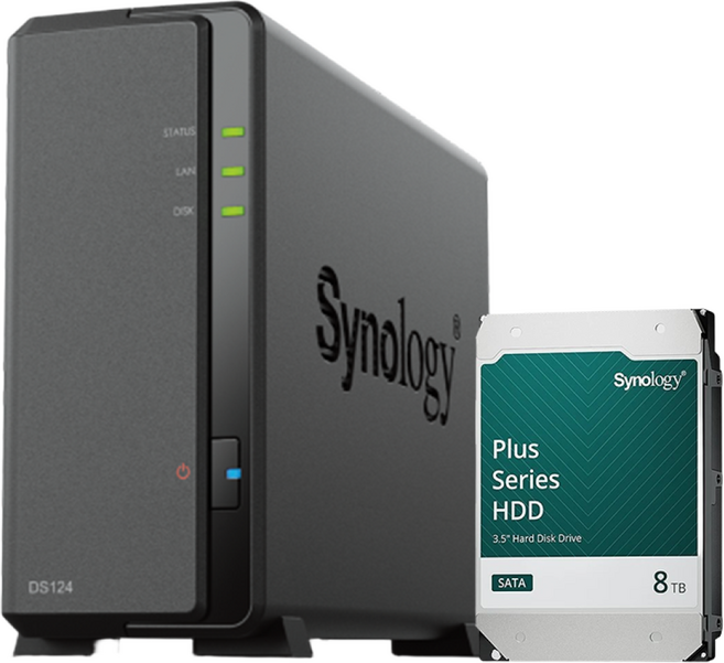 시놀로지 NAS DS124 8TB 나스 가정용 초보자 입문용 백업서버 DSM 7.3 지원